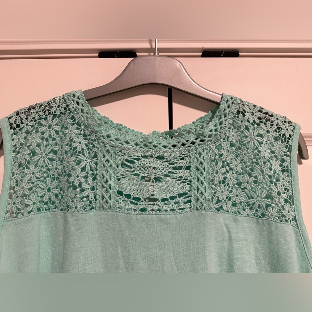 Lane Bryant Green Tank Top Lace Design 26/28 - Picture 2 of 12